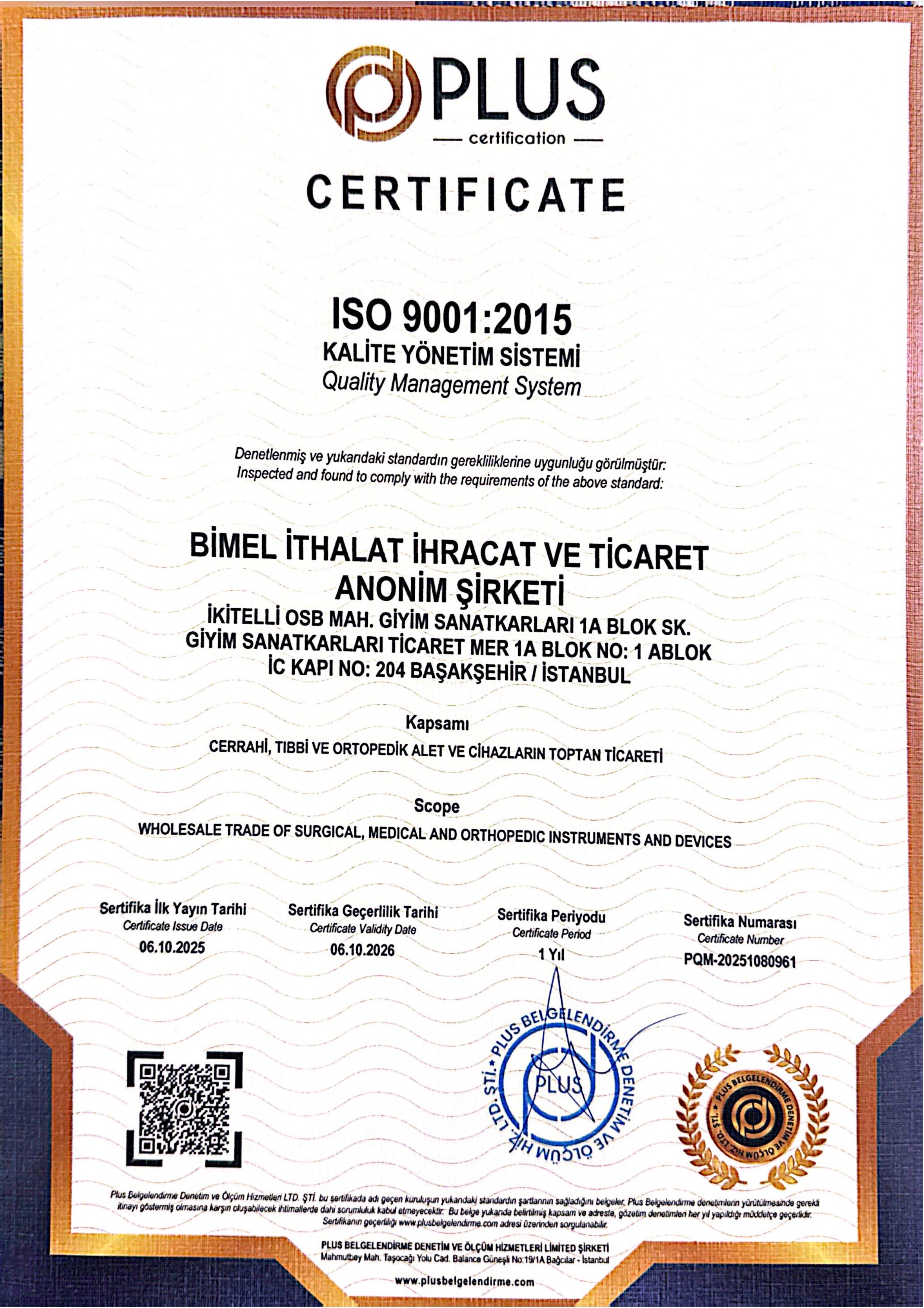 PQM-2023092201 BİMEL TİCARET ISO 9001